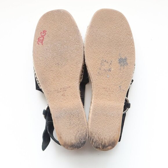 Rag & Bone Calla Black Suede Leather Espadrille Wedge Slingback Open Toe Sandals - Picture 6 of 15